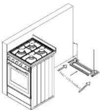 Isometric line drawing of a kitchen oven with attached electrical components (no text or symbols)