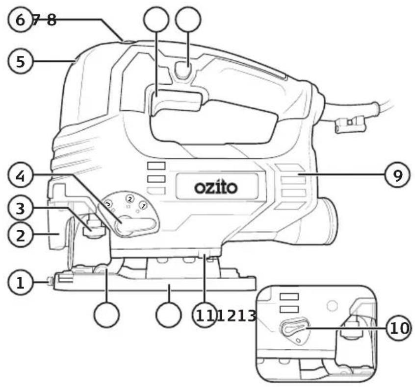 6 7 8 5 4 3 2 1 ozito 9 11 12 13 10