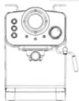 Line drawing of a vintage portable radio or megaphone device with control panel and buttons (no text or symbols)