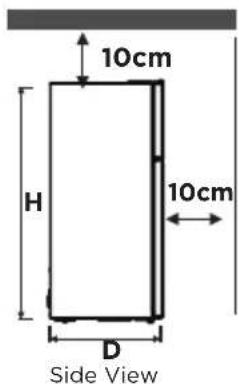 10cm H 10cm D Side View