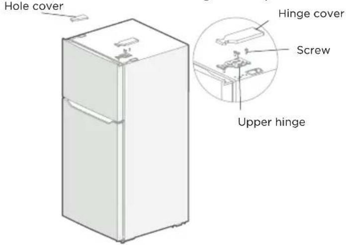 Hole cover Hinge cover Screw Upper hinge