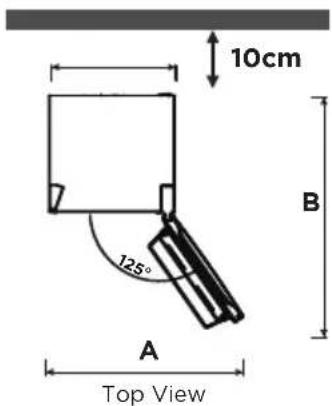 10cm 125° A Top View B