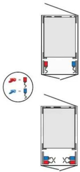 Diagram showing two identical electrical or mechanical setups with labeled components and a circular inset diagram illustrating component types.