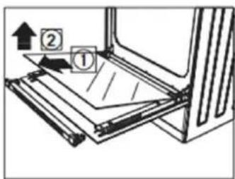 Technical diagram showing a mechanical assembly with labeled components and directional arrows indicating movement or force.