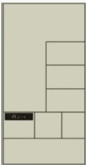 Diagram with labeled rectangular sections and a central label 'W' in the bottom-right corner.