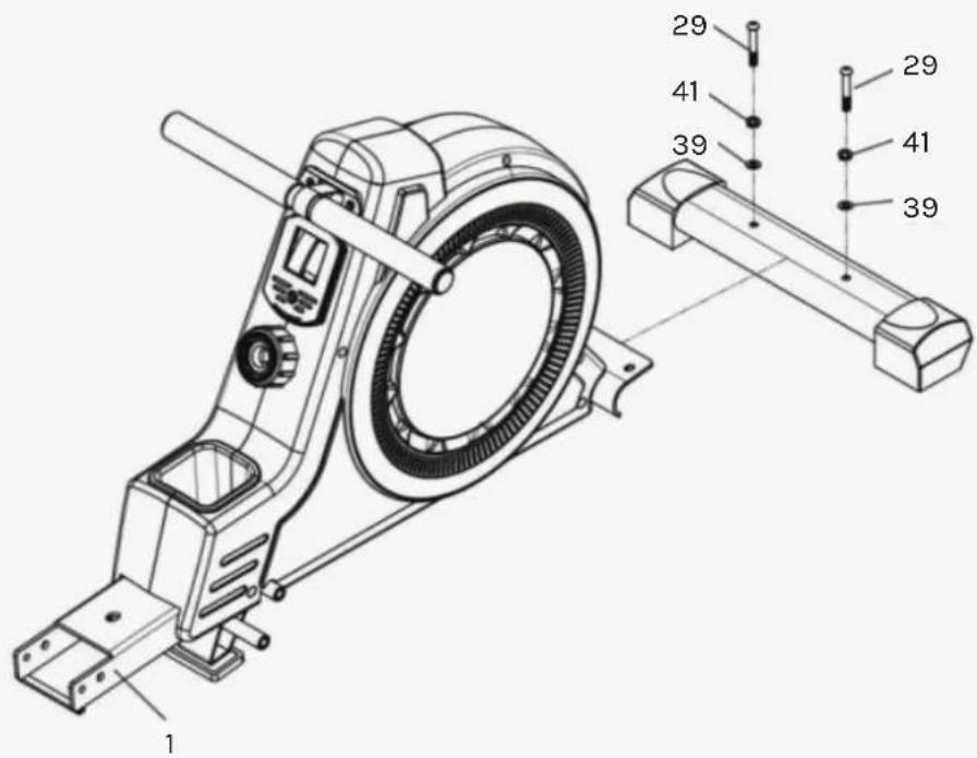Technical diagram of a mechanical device with numbered parts and exploded view, likely for assembly or maintenance instructions.