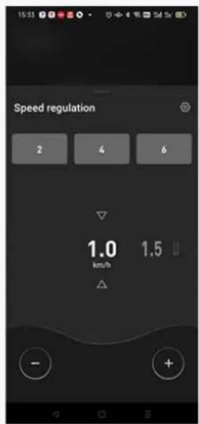Speed regulation 2 4 6 1.0 1.5 km/h - +