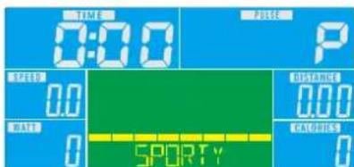 TIME 0:00 PULSE RPEED 0.0 DISTANCE 0.00 DATE 0 SPOKTY CALORIES 0