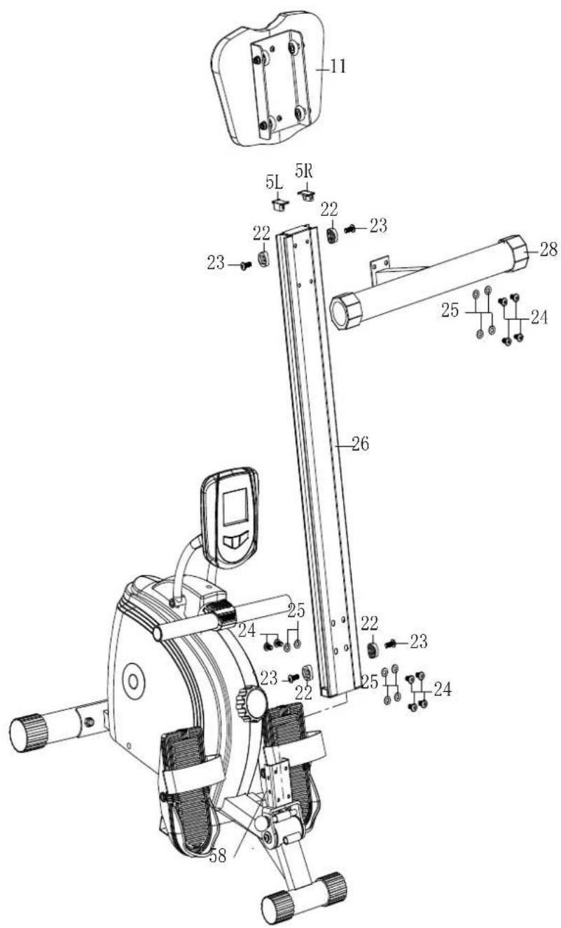 Technical diagram of a mechanical device with numbered components and labeled parts