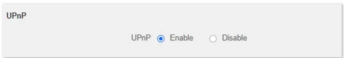 UPnP UPnP Enable Disable