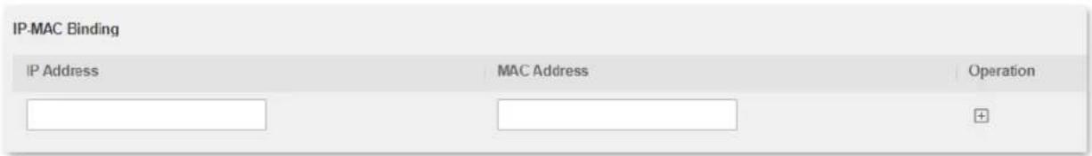 IP-MAC Binding IP Address MAC Address Operation