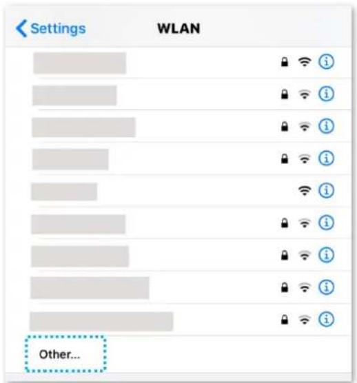 Settings WLAN Other...