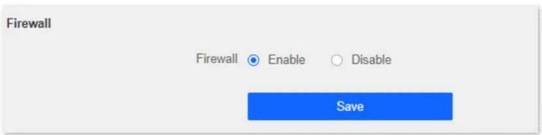 Firewall Firewall ○ Enable ○ Disable Save