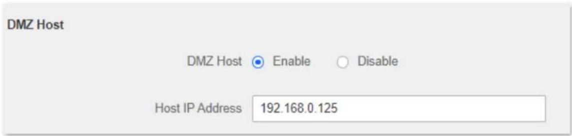 DMZ Host DMZ Host Enable Disable Host IP Address 192.168.0.125
