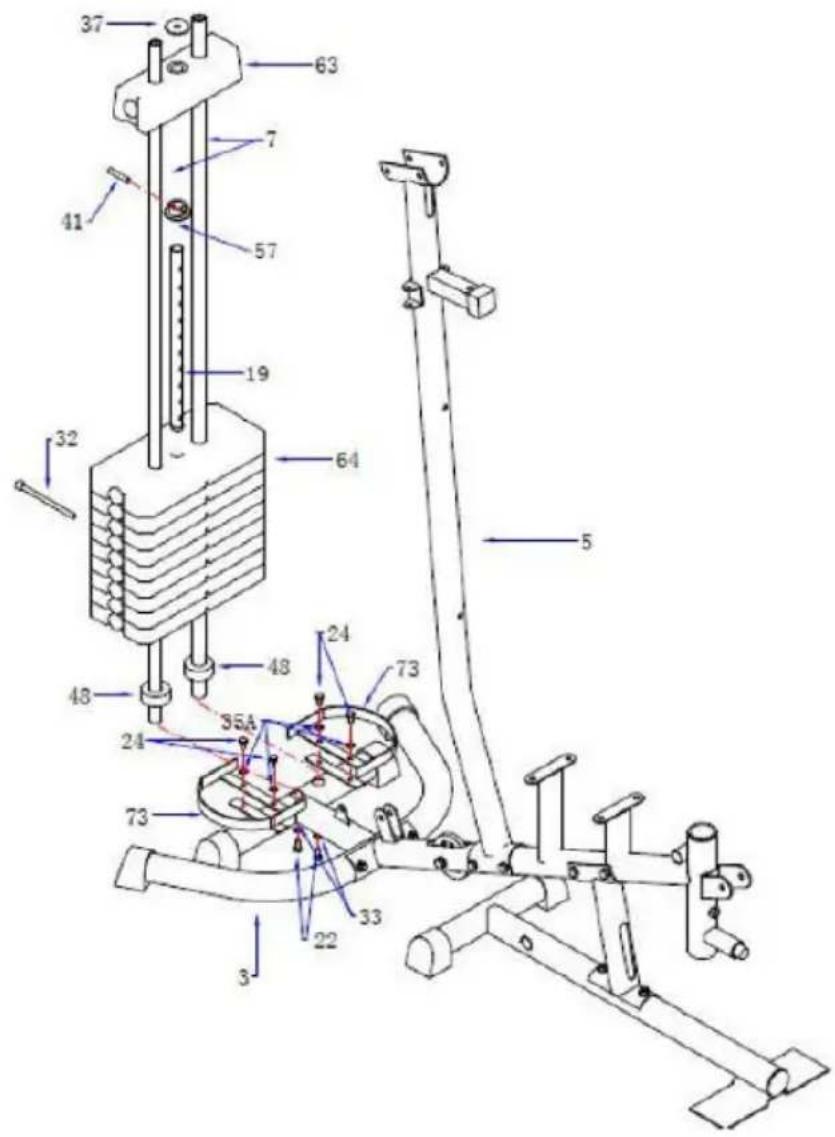 Technical diagram of a mechanical device with numbered components and labeled parts