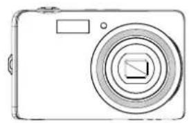 Line drawing of a digital camera with concentric rings and a small rectangular lens (no text or symbols)
