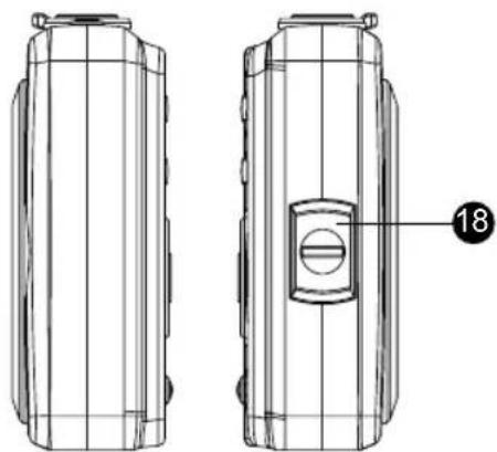 Technical line drawing of two cylindrical electronic components with a central button and labeled part (18), no text or symbols present.