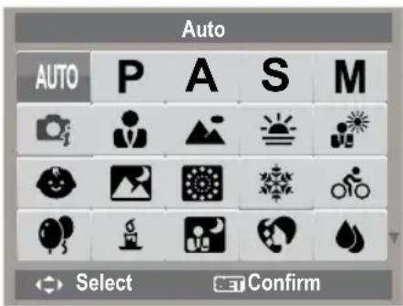 Auto AUTO P A S M Select Confirm
