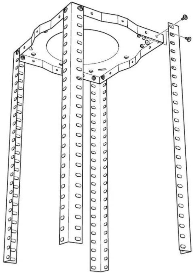 Technical line drawing of a structural frame with bolt holes and mounting brackets (no text or symbols)