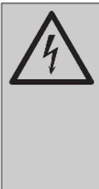 Warning symbol image showing a lightning bolt inside a triangle with a downward arrow, indicating electrical hazard or current risk.