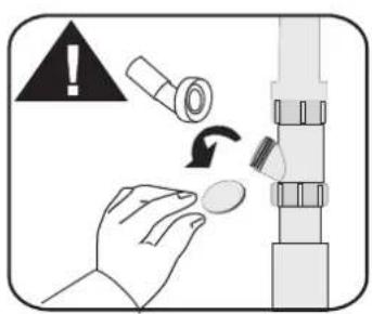Diagram illustrating a hand holding a small object with warning symbol and clockwise arrow indicating rotation or adjustment.