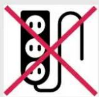 Prohibition sign with crossed-out electrical plug and cable symbols, indicating no protection or disapproval