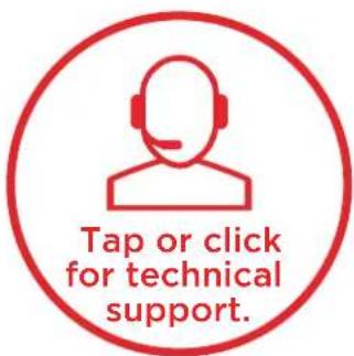 Tap or click for technical support.