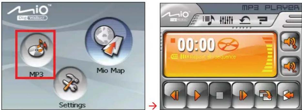 MiO™ Dig Walker MP3 Mio Map Settings 00:00 repeat fly sequence MP3 PLAYER