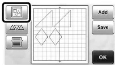 Screenshot of a drawing software interface showing geometric shapes and control buttons