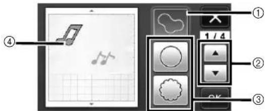 Screenshot of a mobile app interface with labeled UI elements including musical notes, playback controls, and status bar.