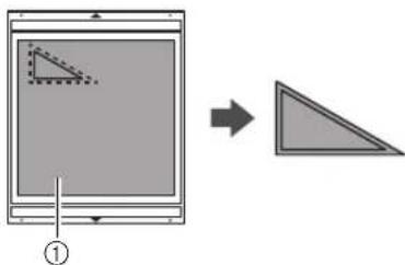 Diagram showing a 3D object with a right triangle and an arrow pointing to a triangular shape, labeled with number ①.