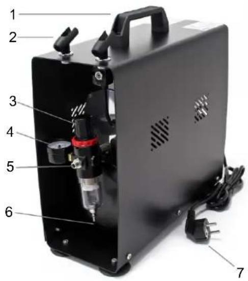Labeled diagram of an industrial air purifier with numbered parts for identification