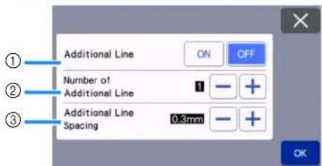 Additional Line ON OFF Number of Additional Line 1 - + Additional Line Spacing 0.3mm - + OK