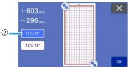1: 603 mm - 296 mm ② 12" x 24" 12" x 12" OK
