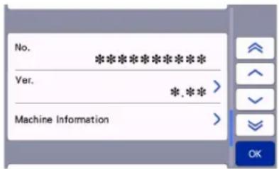 No. ****************** Ver. *.*** Machine Information OK