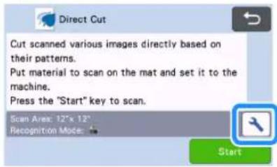 Direct Cut Cut scanned various images directly based on their patterns. Put material to scan on the mat and set it to the machine. Press the "Start" key to scan. Scan Area: 12"x 12" Recognition Mode: Start