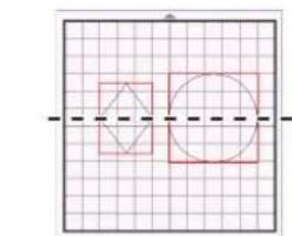 Geometric shapes including a square, circle, and triangle on a grid background (no text or symbols)