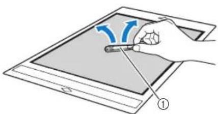 Illustration of a hand using a stylus to interact with a tablet screen, showing blue and orange motion arrows (no text or symbols)