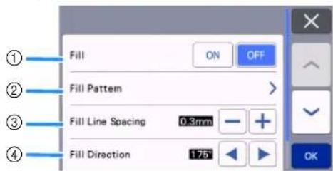 Fill ON OFF Fill Pattern Fill Line Spacing 0.3mm - Fill Direction 1.75°
