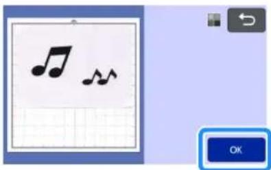 Screenshot of a music note editing interface with musical notes and a 'OK' button