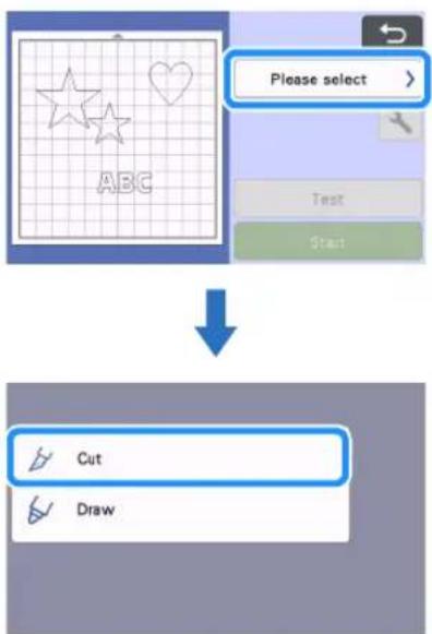 Please select > ABC Test Start Cut Draw