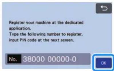 Register your machine at the dedicated application. Type the following number to register. Input PIN code at the next screen. No. 38000 00000-0 OK