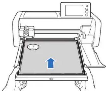 Illustration of a printer printing a tray with an upward arrow, no text or symbols present