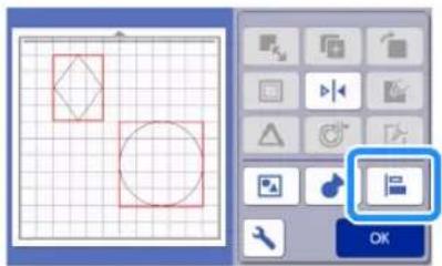 Screenshot of a graphic editing software interface showing selection tool and grid canvas with geometric shapes
