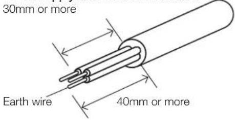 30mm or more Earth wire 40mm or more