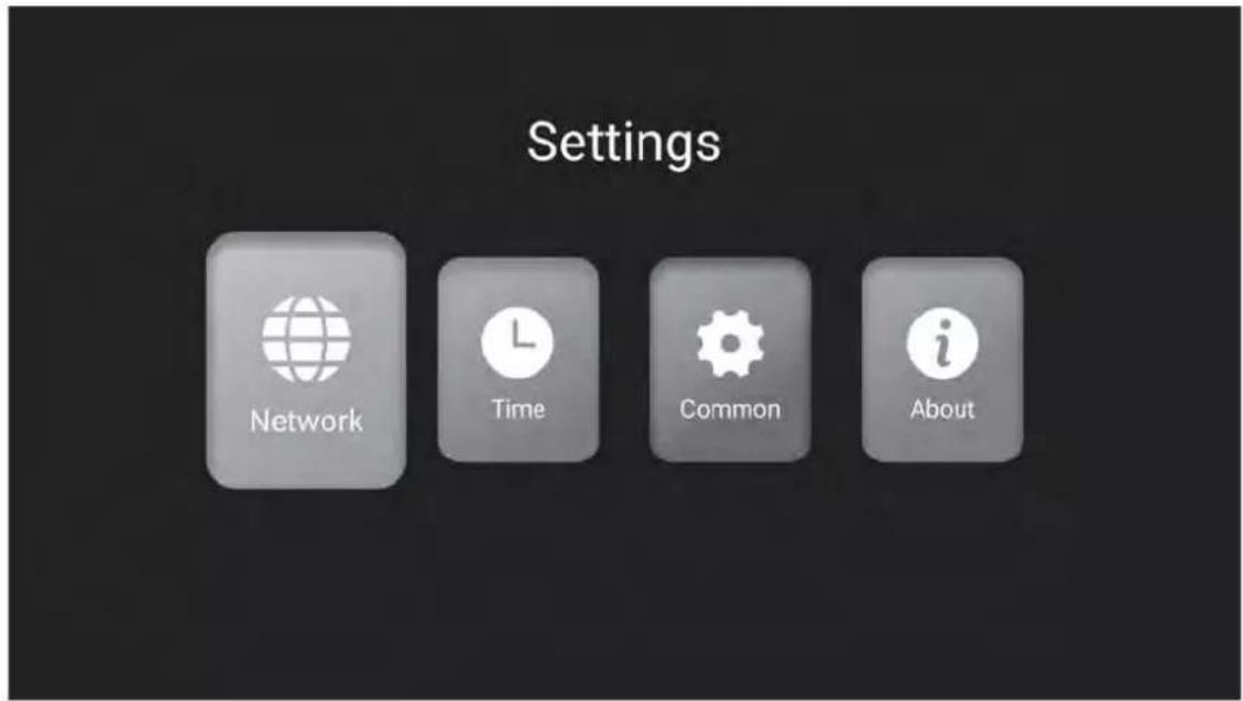 Settings Network Time Common About