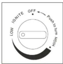 IGNITE OFF LOW High/low Push to turn