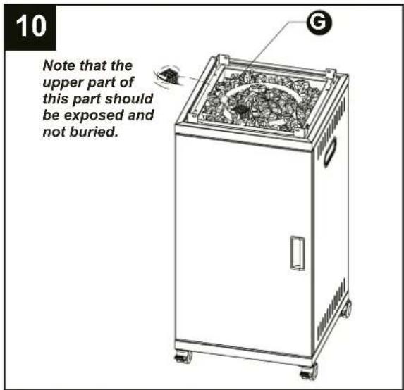 10 Note that the upper part of this part should be exposed and not buried.