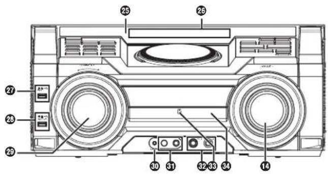 Technical diagram of a portable cassette player with numbered labels pointing to key components