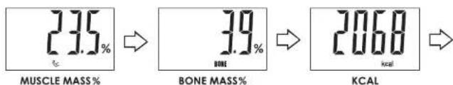 23.5% MUSCLE MASS% 39% BONE MASS% 206.8 kcal KCAL